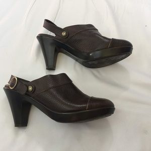 Euro Soft Brown Mules with Back Strap